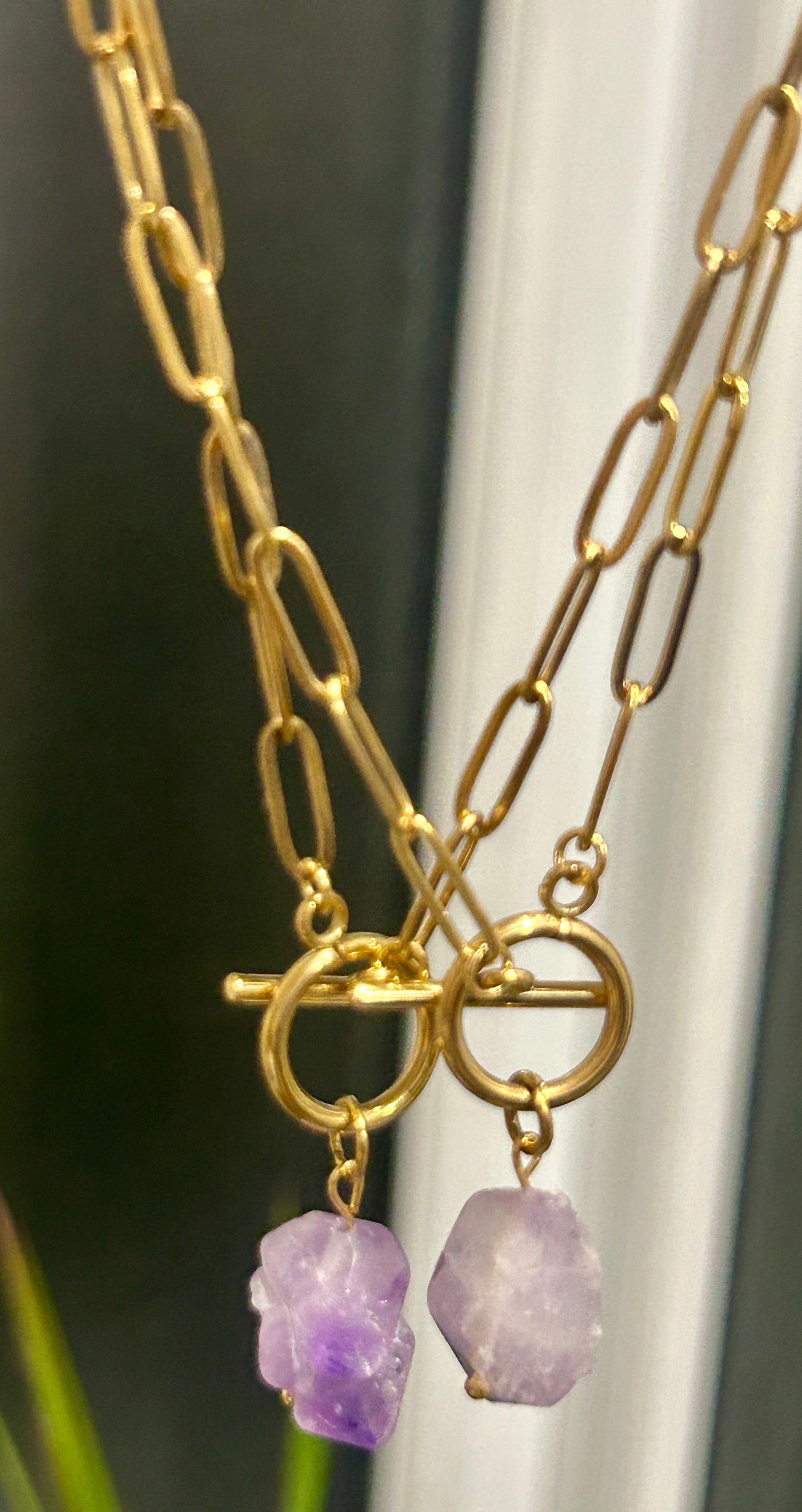Raw Amethyst Toggle Chain Necklace