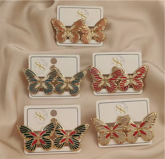 Aurora Enamel Butterfly Stud Earrings
