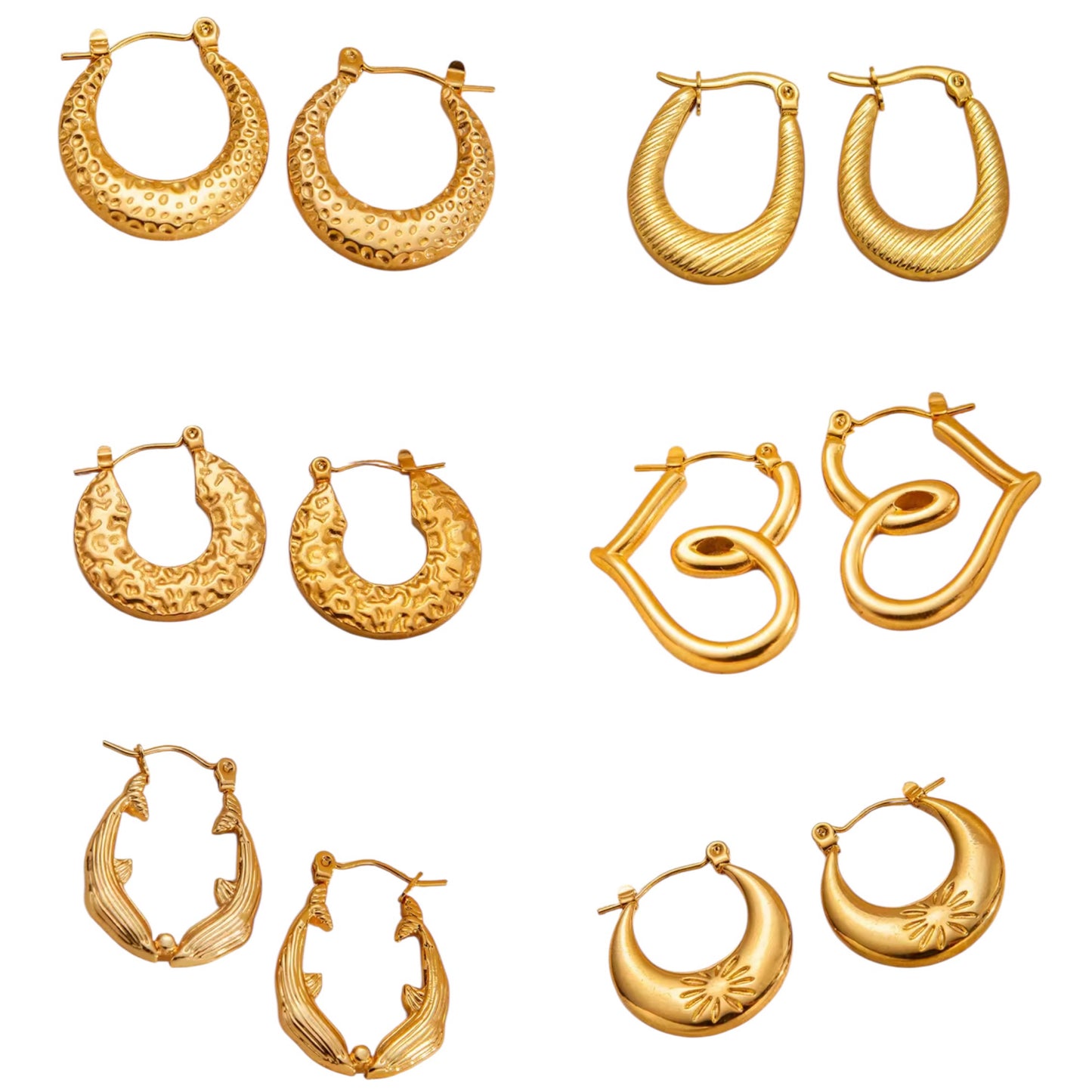 Textured Statement Hoop Earrings – Stainless Steel