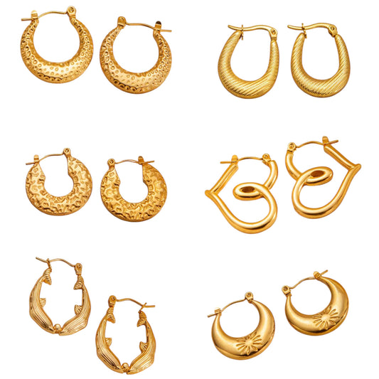 Textured Statement Hoop Earrings – Stainless Steel