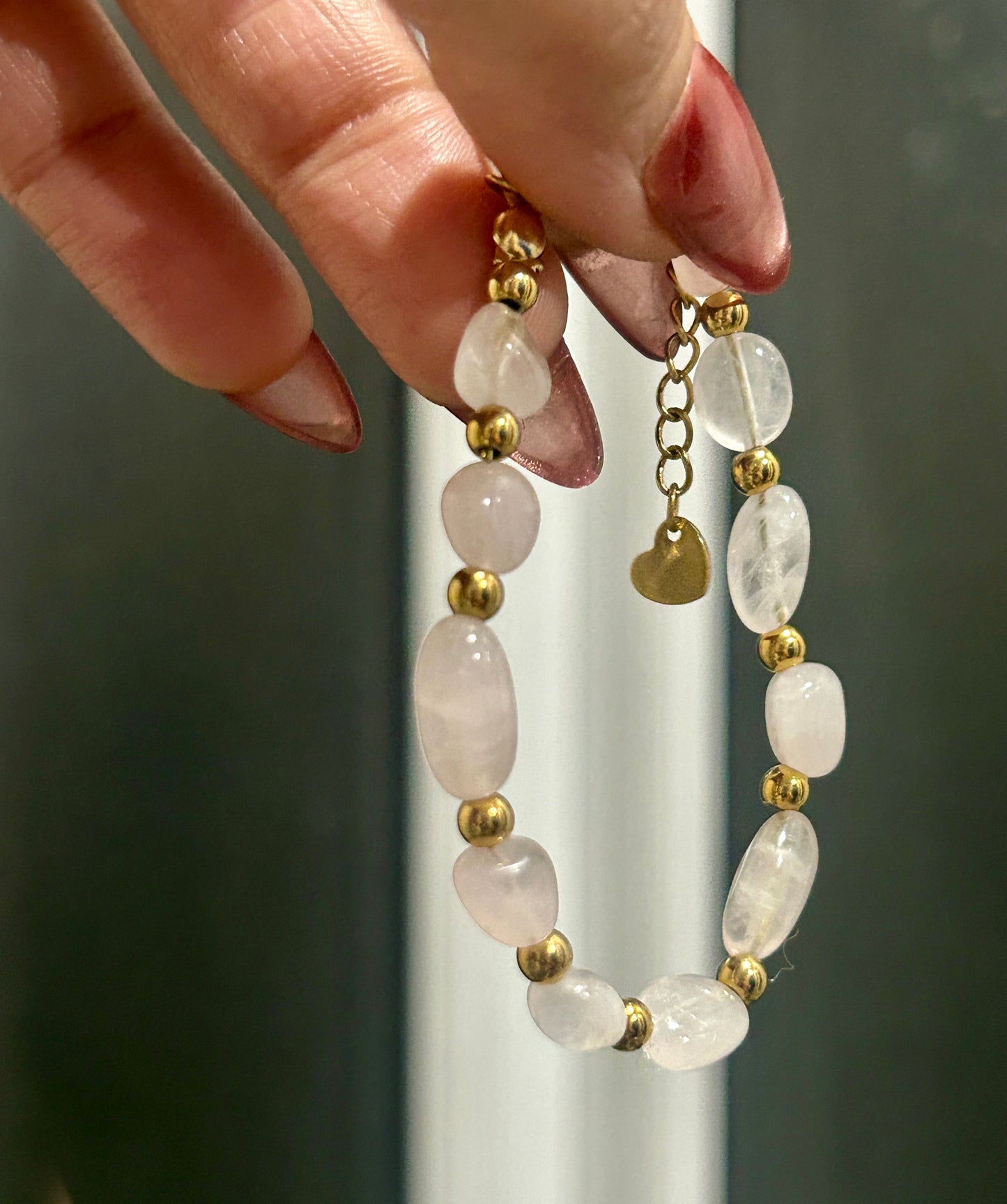 Natural Stone Nugget Bracelet – Handmade Stainless Steel Adjustable Bracelet