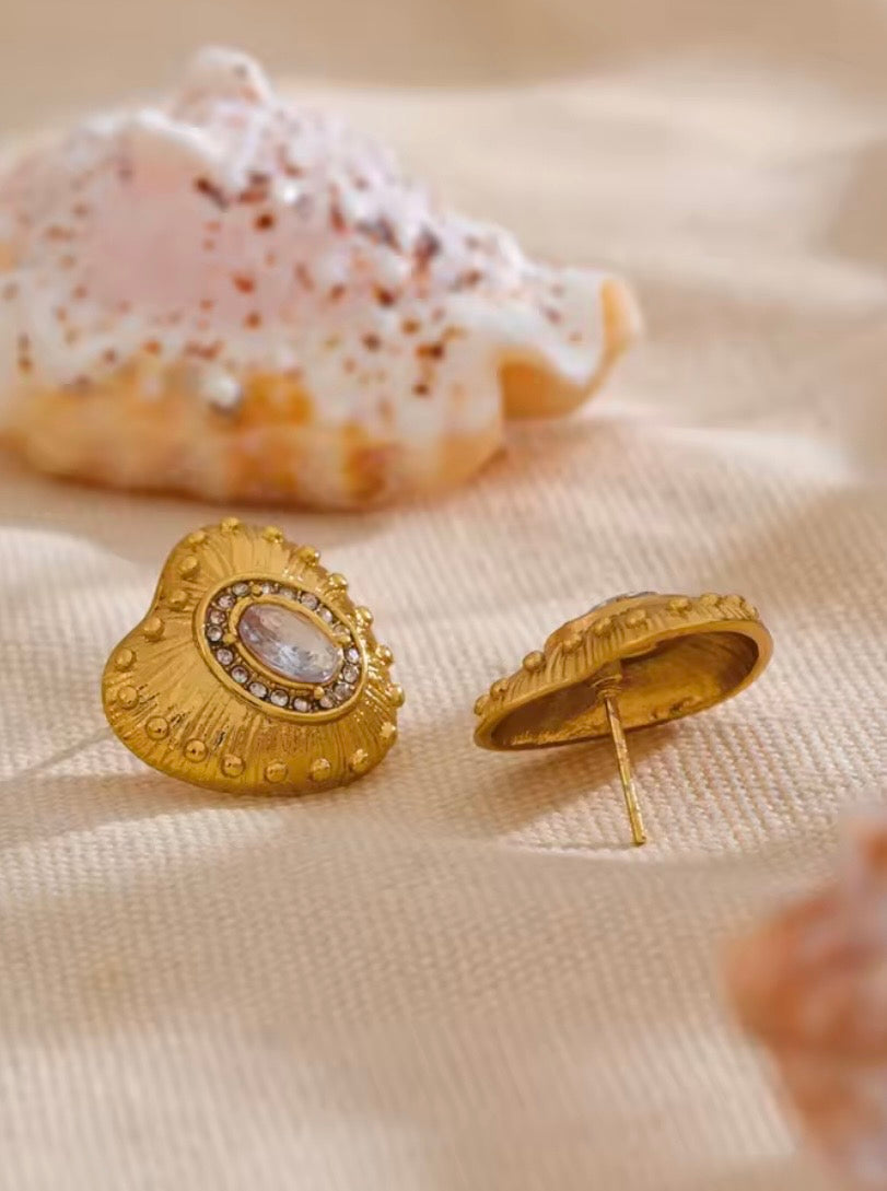 Solara Heartburst Stud Earrings – 18K PVD Gold Plated
