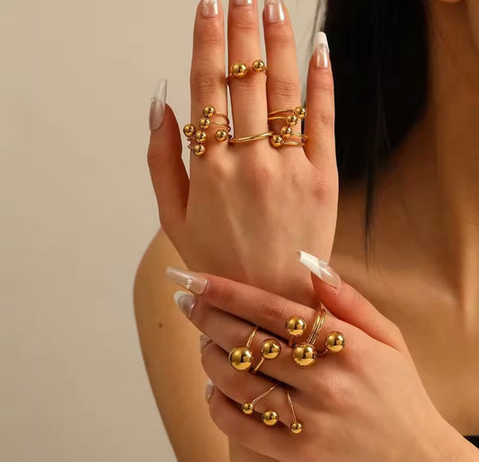 BoldBall Adjustable Ring – Minimal Gold Statement