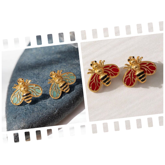 Enamel Bee Stud Earrings