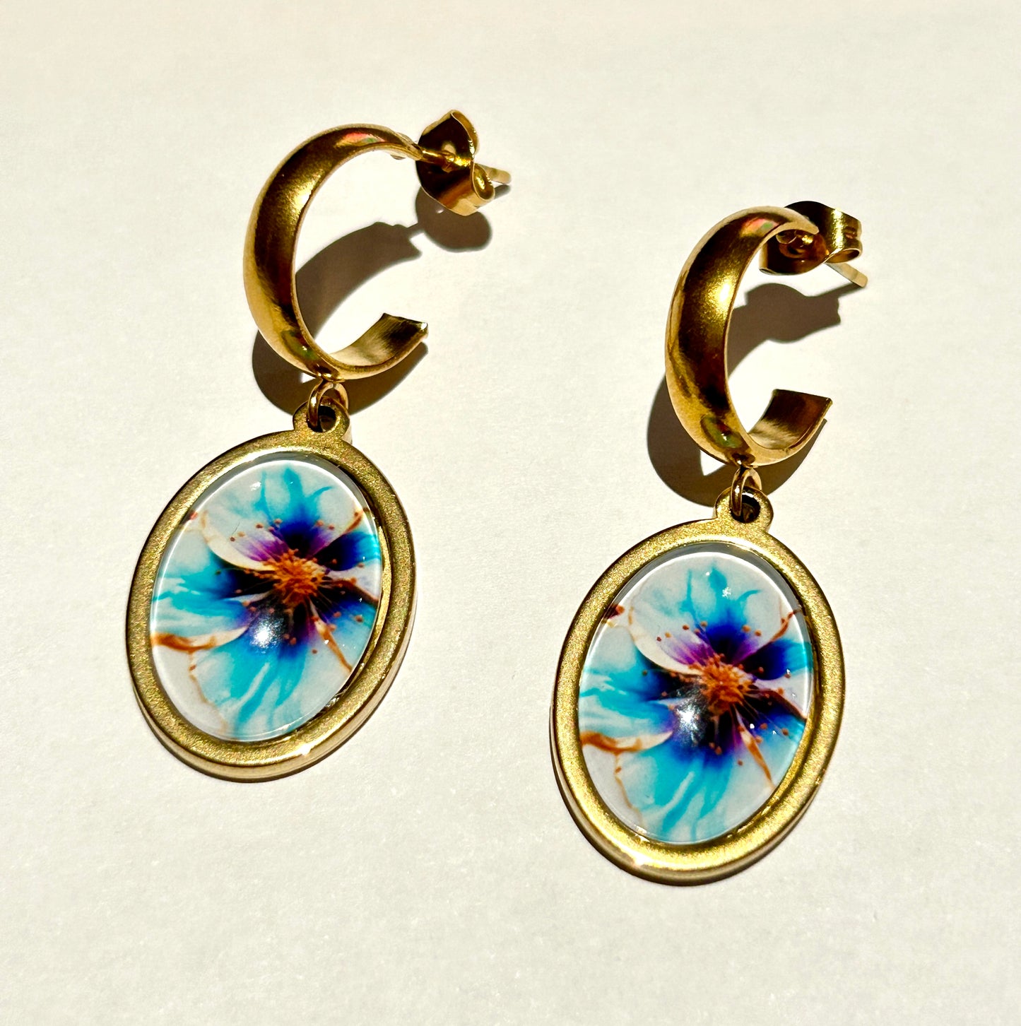 Ocean Bloom Resin Drop Earrings