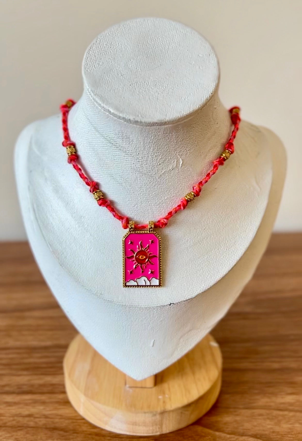 Celestial Sun Eye Cotton Rope Necklace