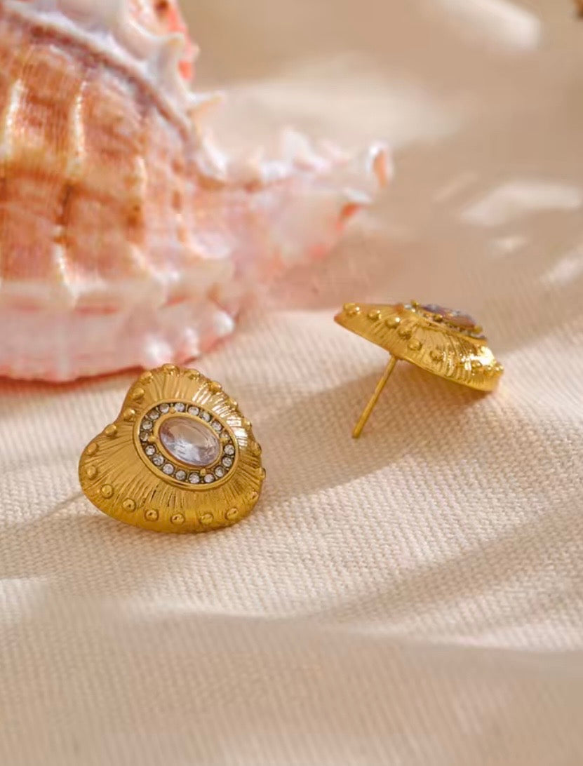 Solara Heartburst Stud Earrings – 18K PVD Gold Plated