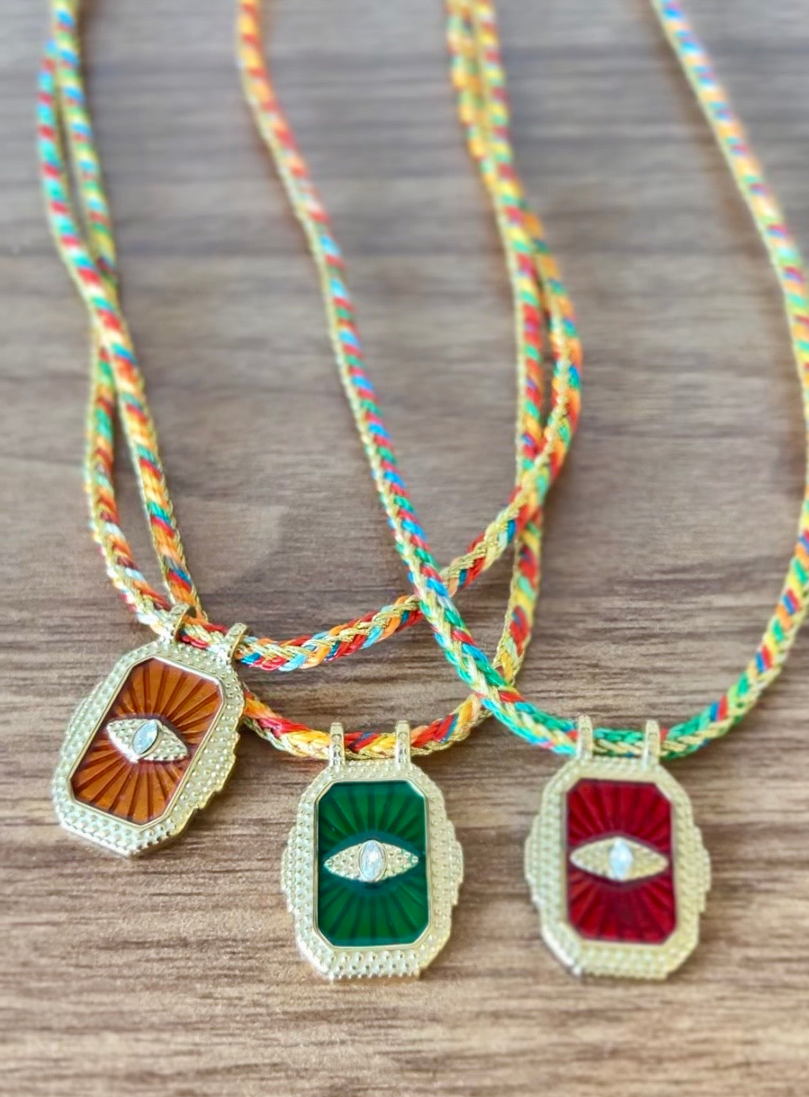 Evil Eye Braided Cord Necklace