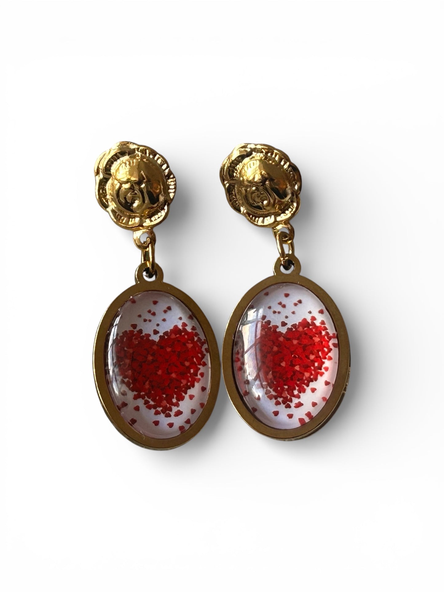 Vintage Heart Cameo Drop Earrings
