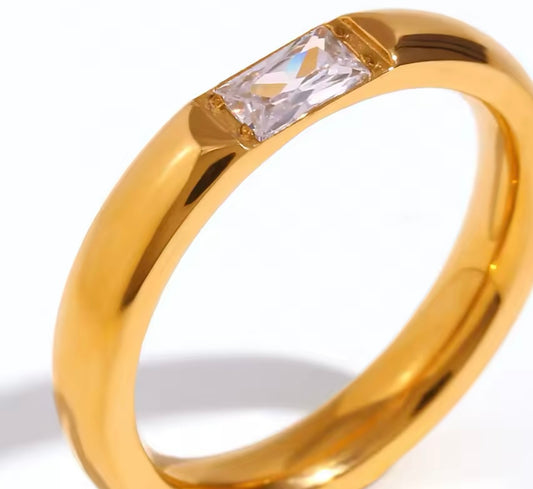 Zaria Gem Band Ring– 18K Gold Plated Elegance