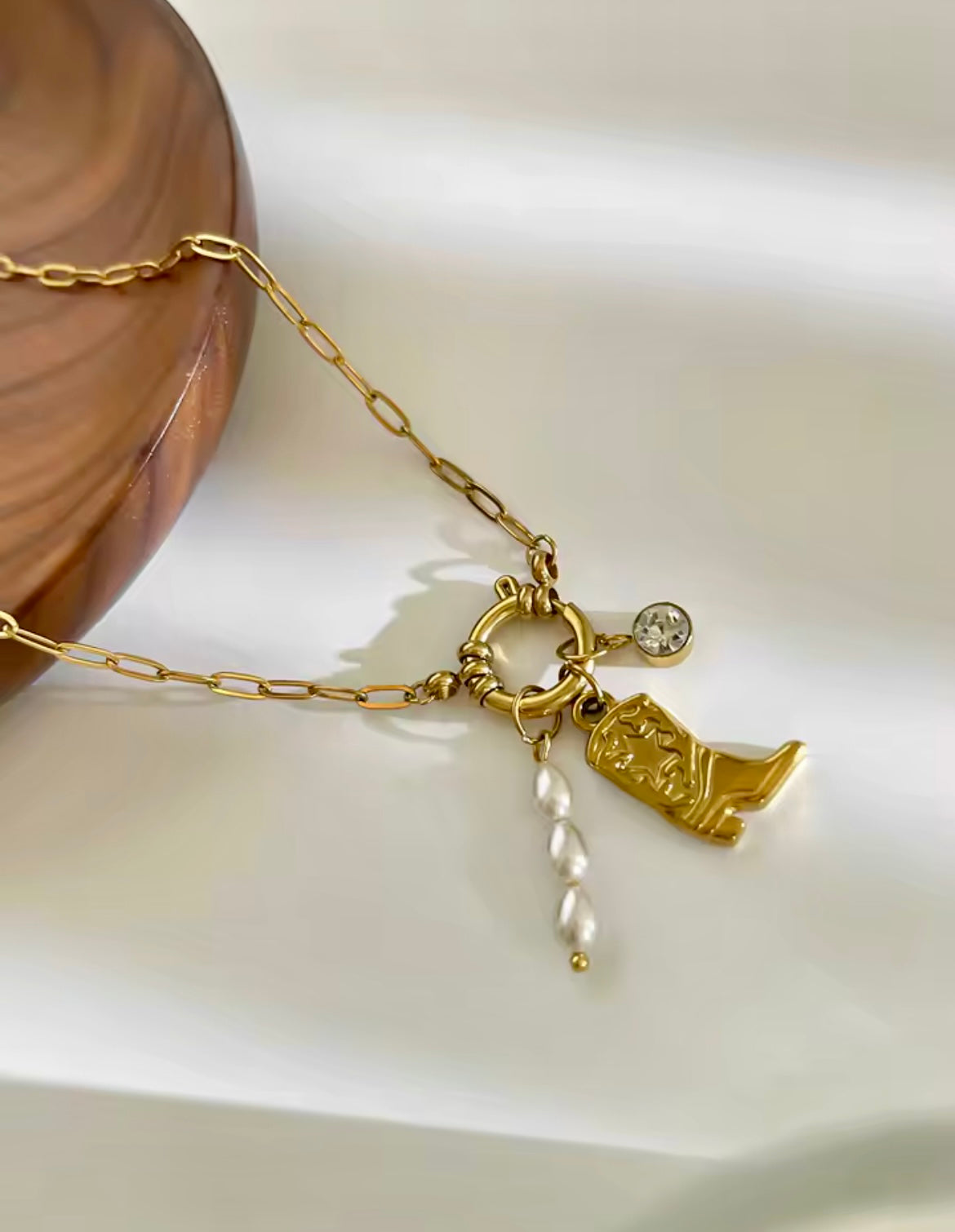 Golden Artefact Charm Necklaces – Ceramic & Royal Drop Styles