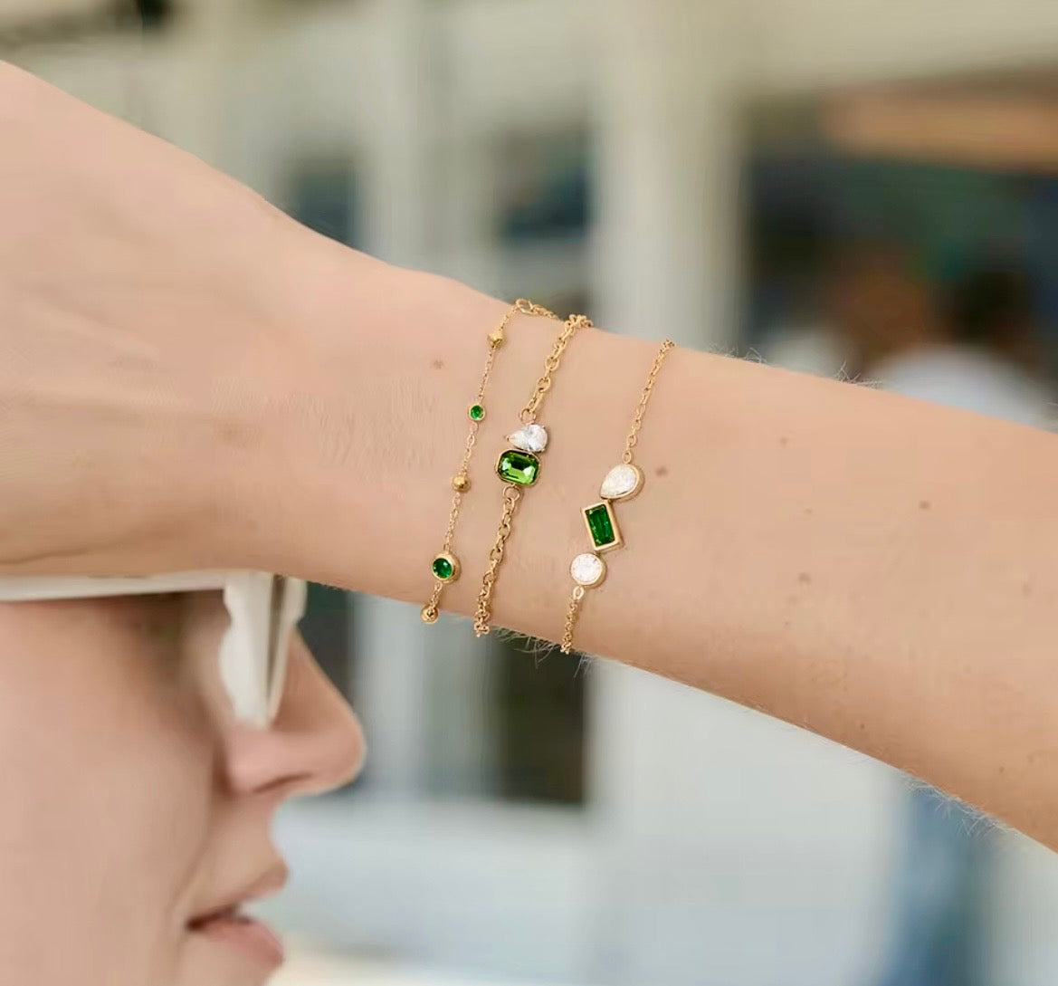 Emerald Heart Charm Bracelet