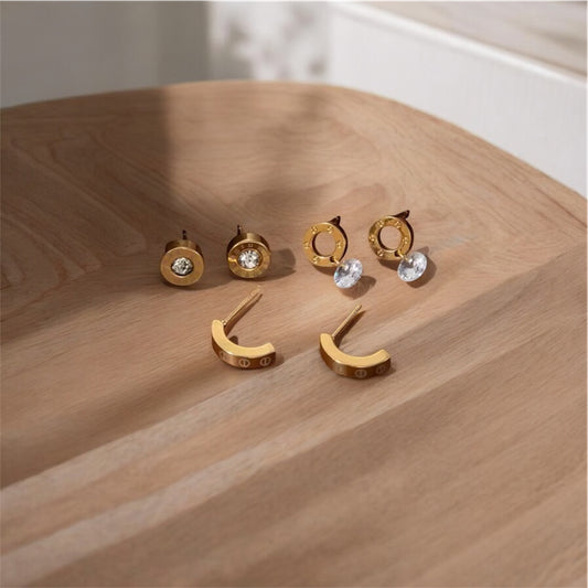 Roman Style Stainless Steel Earring Set