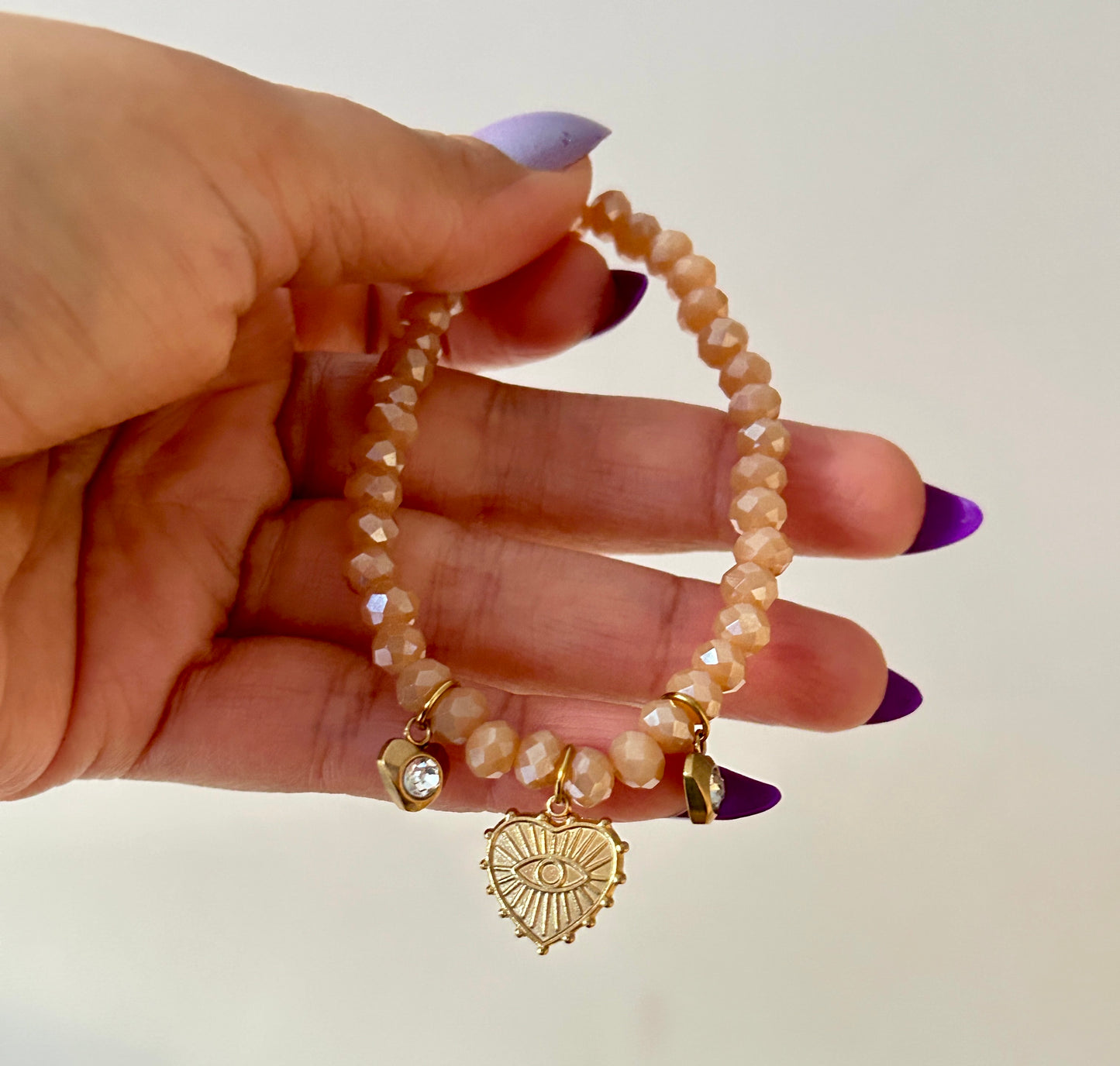 6mm Glass Beads Charm Bracelet