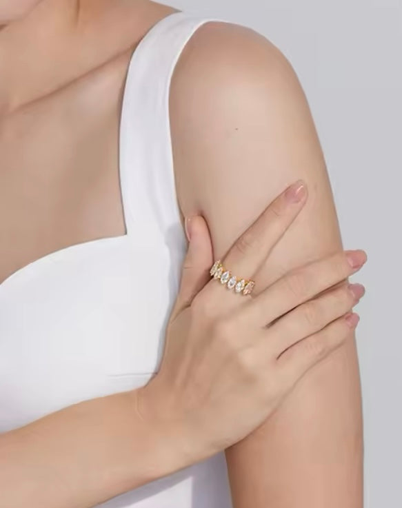 Aurora Adjustable Zircon Ring – Gold Plated