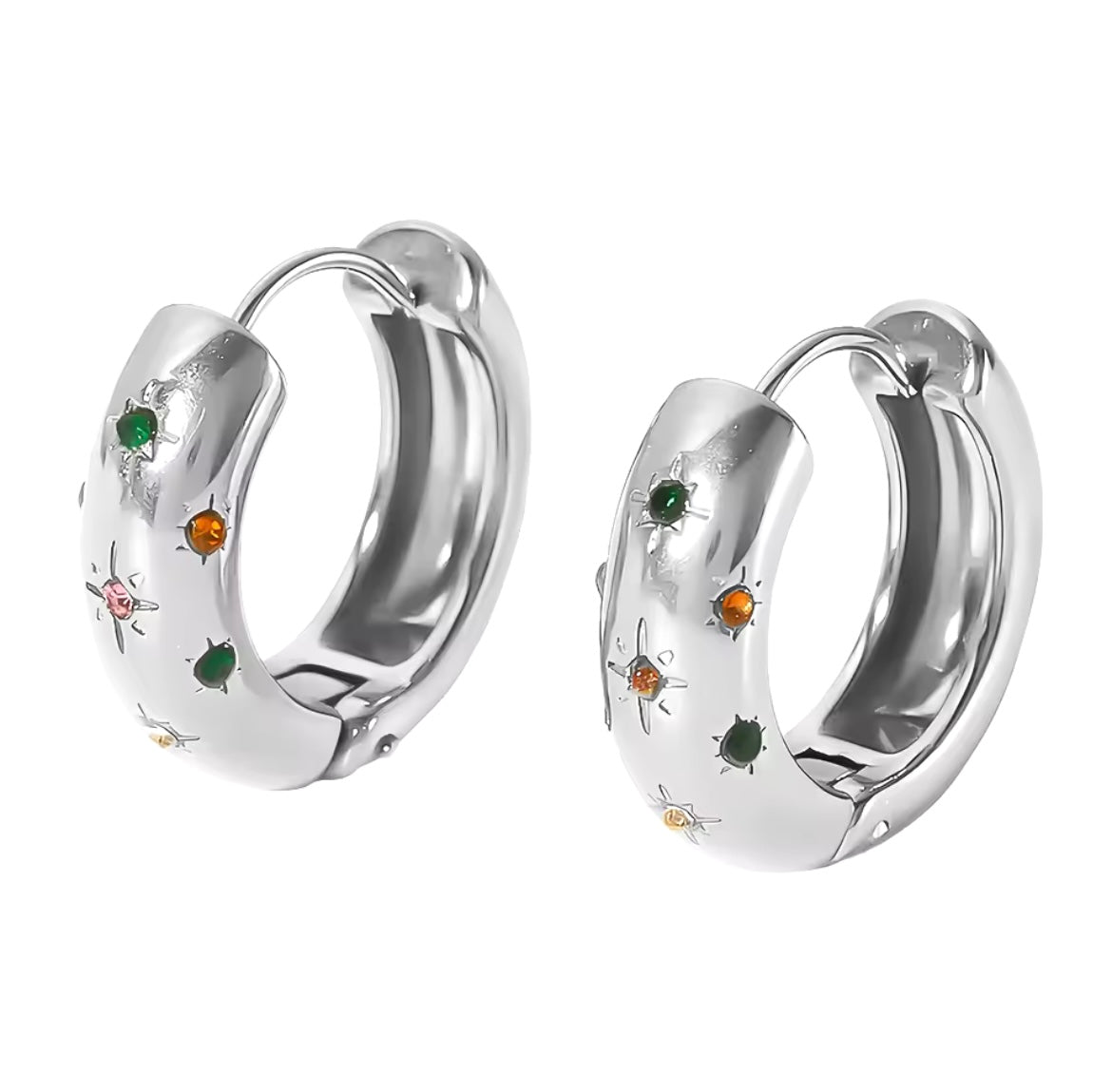 Sparkle Dome Huggie Hoops