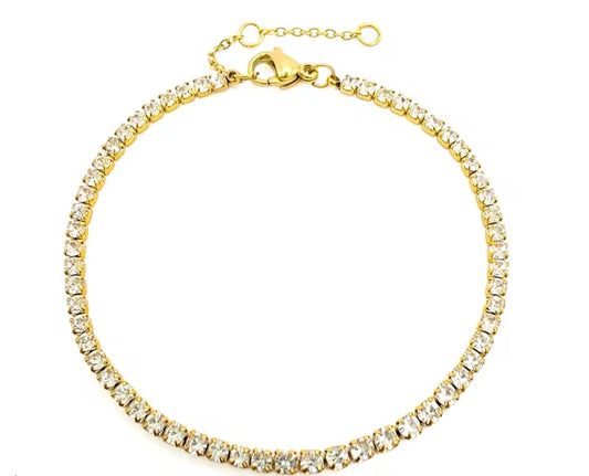 Gold-Plated Dainty Bracelet with White Zirconia