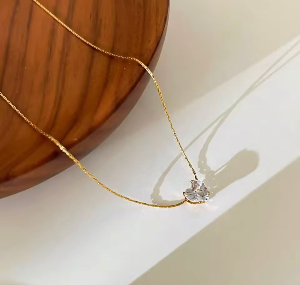 Dainty Heart Zircon Necklace – PVD Gold Plated