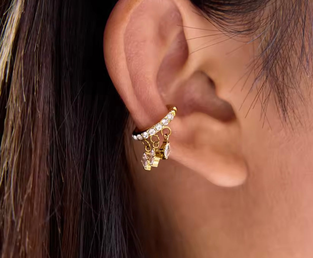 Triple Drop Crystal Ear Cuff – Gold Finish