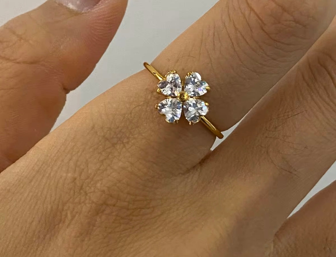 Blossom Trio Stacking Ring Set – 18K Gold Plated (Size 7)