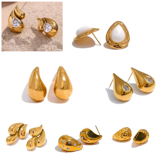 Teardrop Elegance – Gold-Plated Stainless Steel Earrings Collection