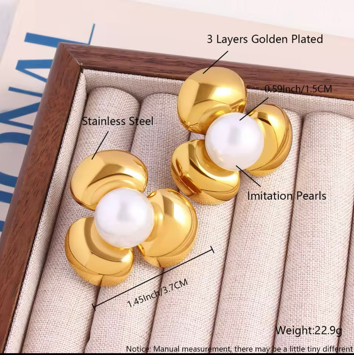 Luxe Bloom Pearl Stud Earrings