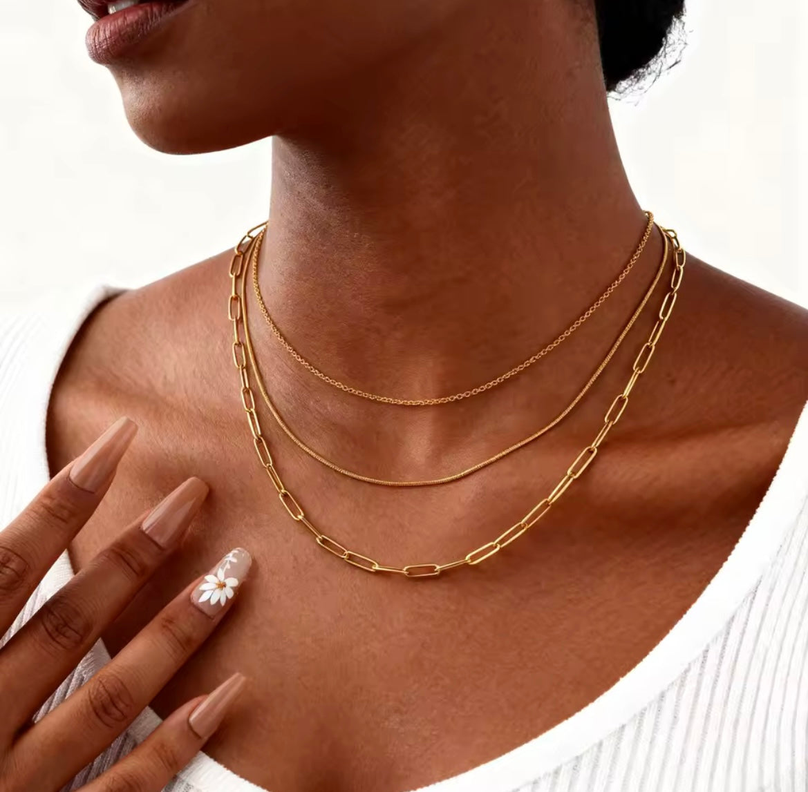 Triple Layer Gold Chain Necklace