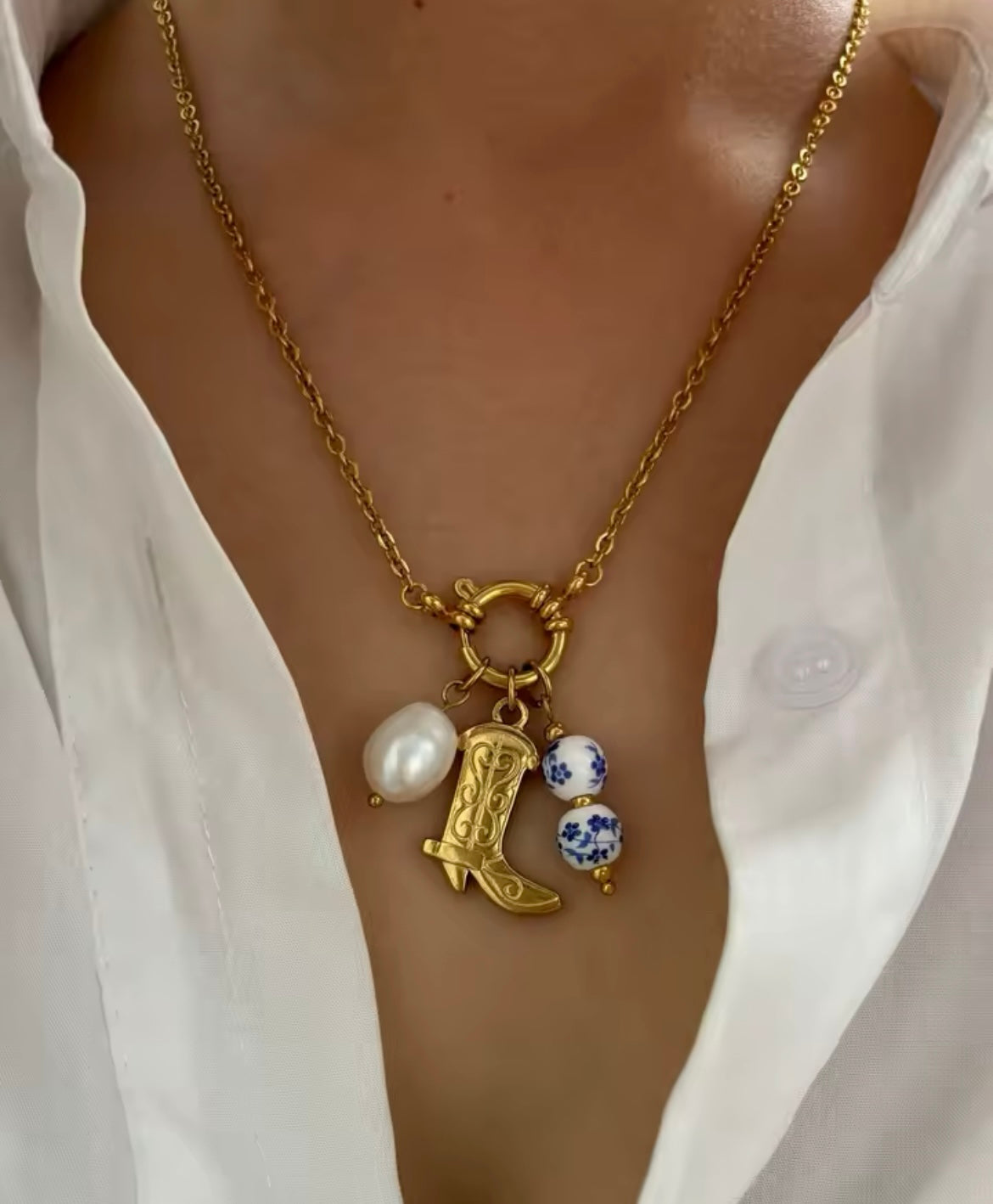 Western Pearl Mix & Match Charm Necklace