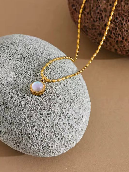 Gold-Plated Moonstone Drop Necklace – Tarnish-Free, Chic, Waterproof