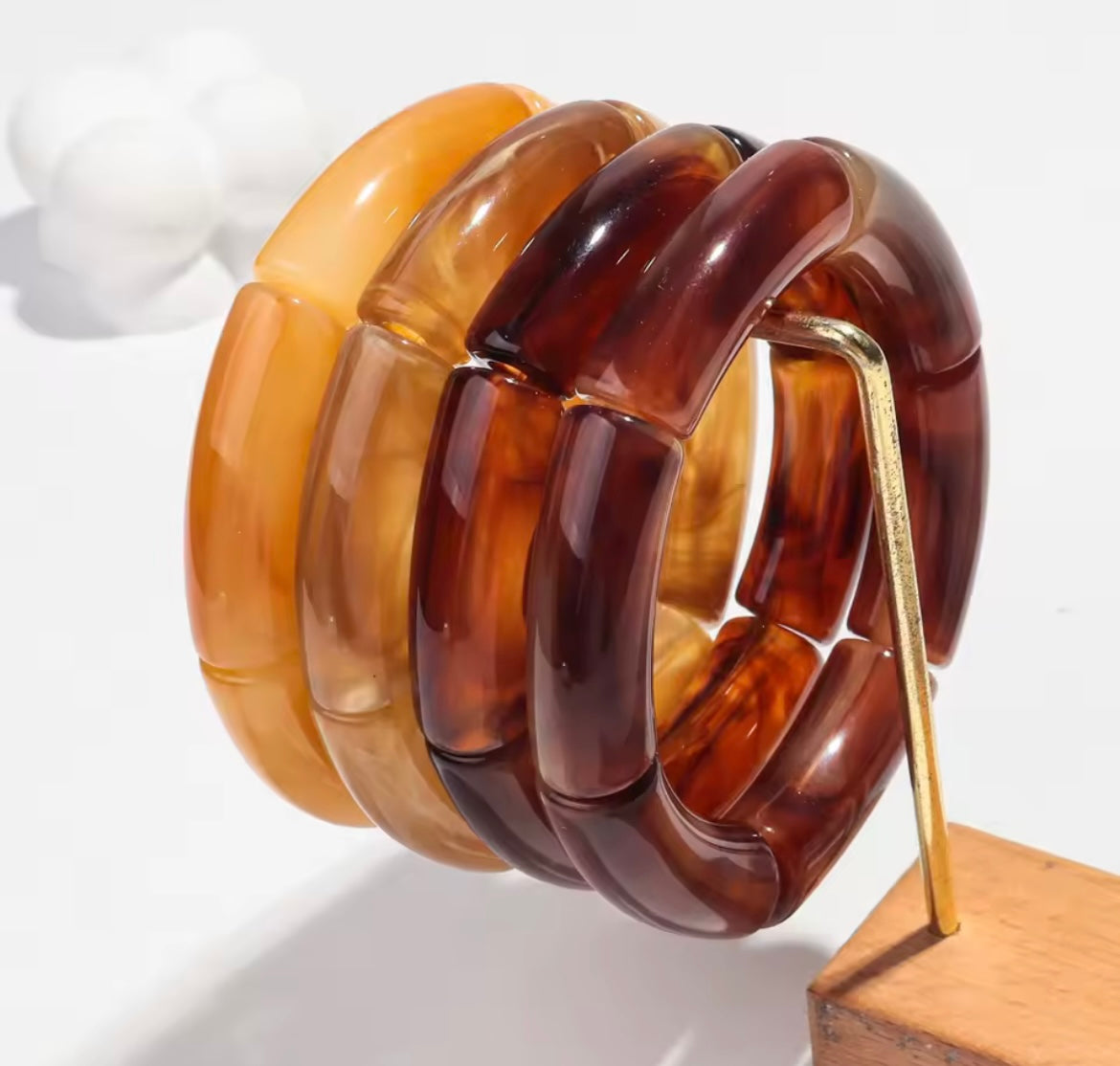 Chunky Resin Stretch Bracelet – Marble Finish