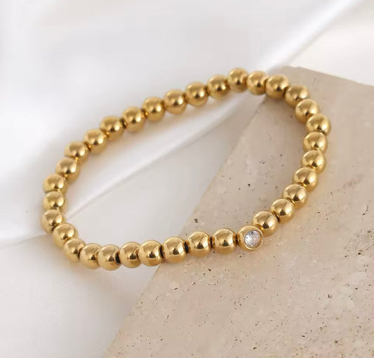Luxe Gold Beaded Crystal Bracelet