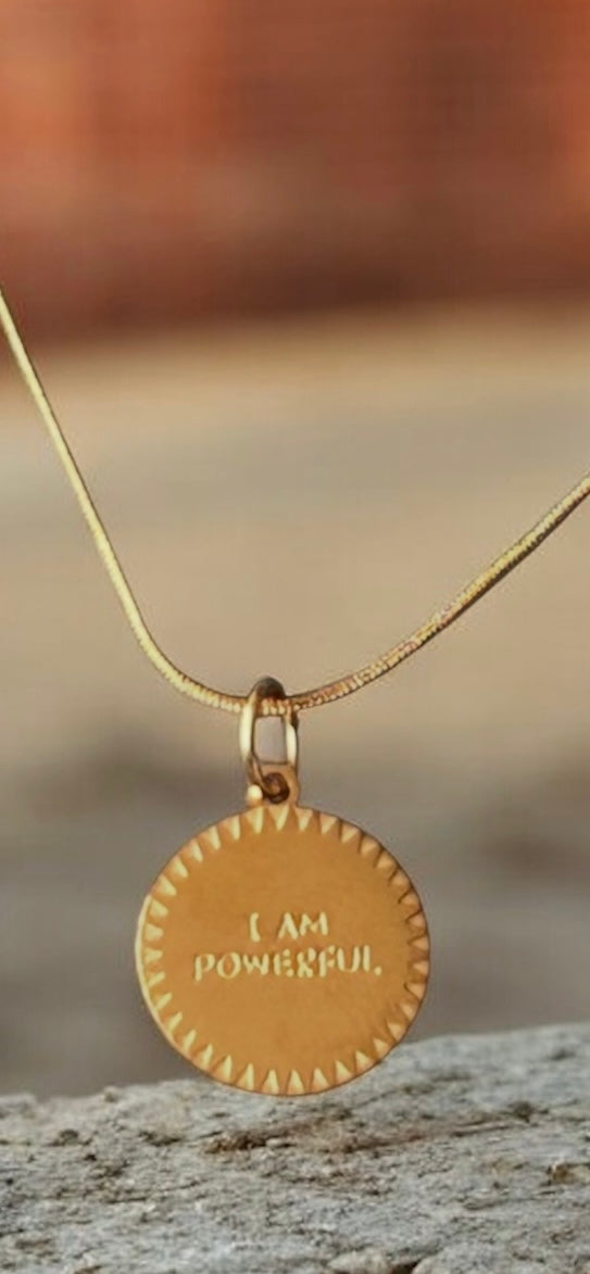 Affirmation Disc Pendant Necklace – Stainless Steel Snake Chain (3 Designs)