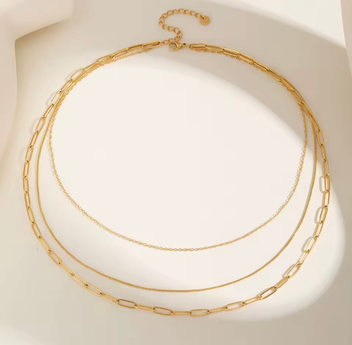 Triple Layer Gold Chain Necklace