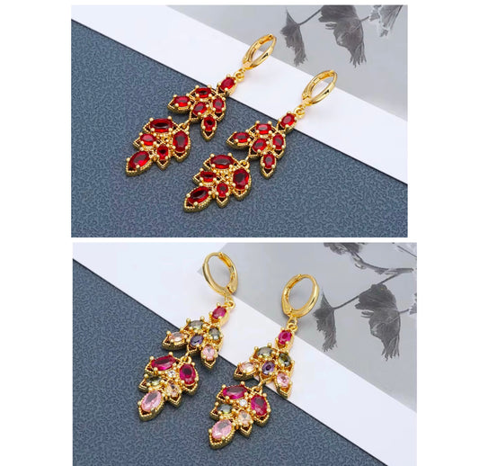 Elegant Blossom Drop Earrings – 24K Gold-Plated on Brass