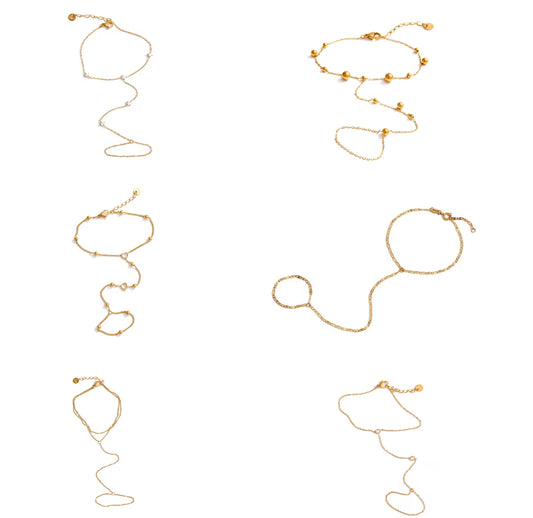 Elegant Gold-Plated Stainless Steel Hand Chain Bracelet