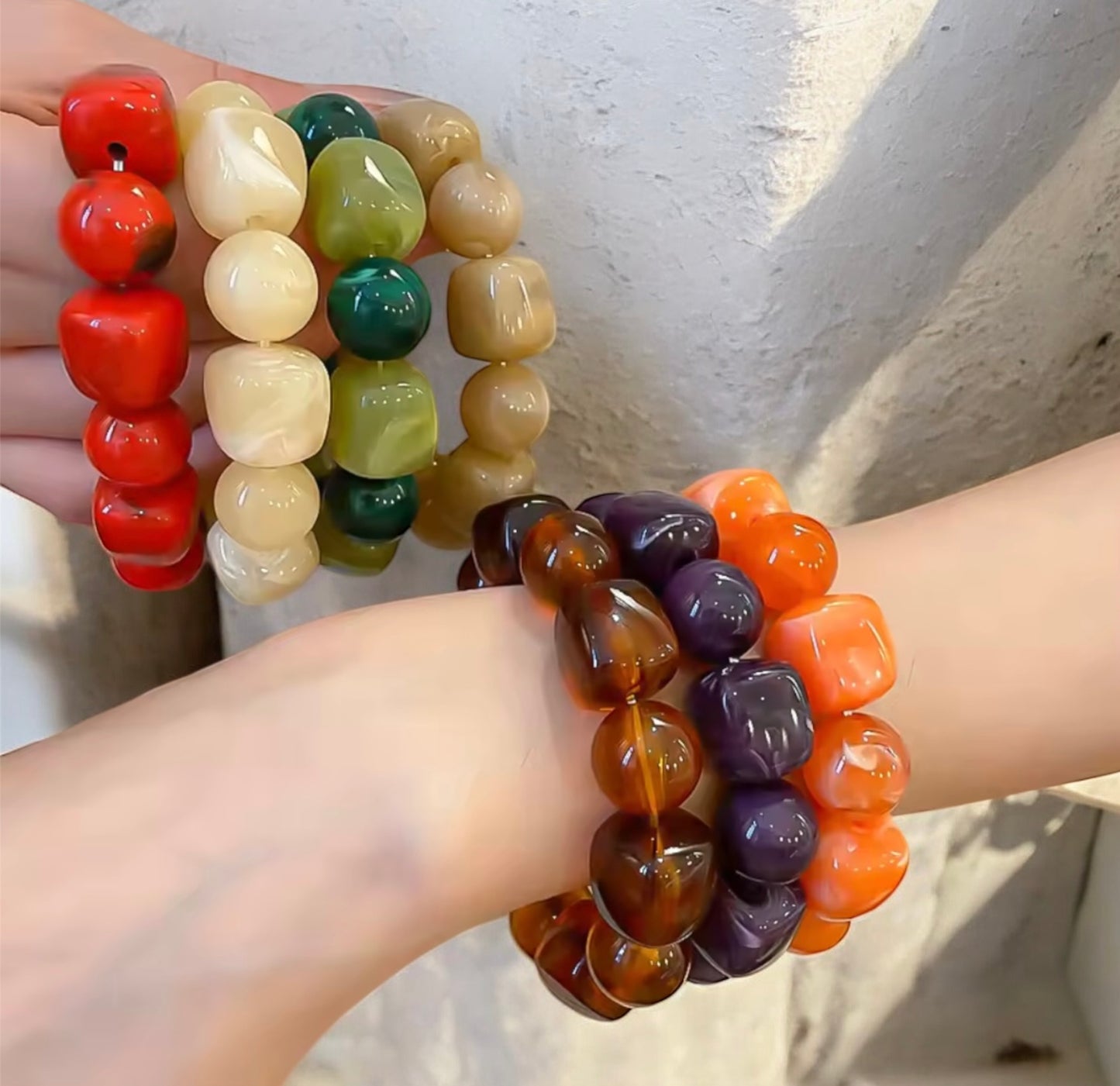 Chunky Bead Stretch Bracelet – Multi-Colour Collection