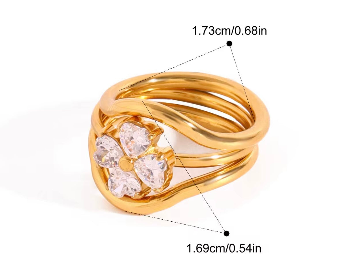 Blossom Trio Stacking Ring Set – 18K Gold Plated (Size 7)