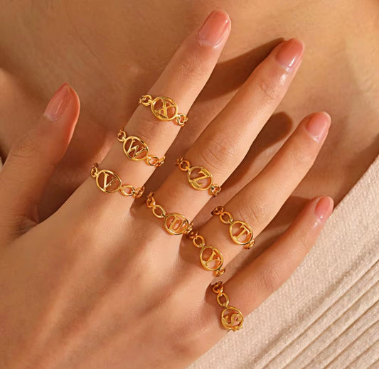 Golden Glow Adjustable Initial Ring