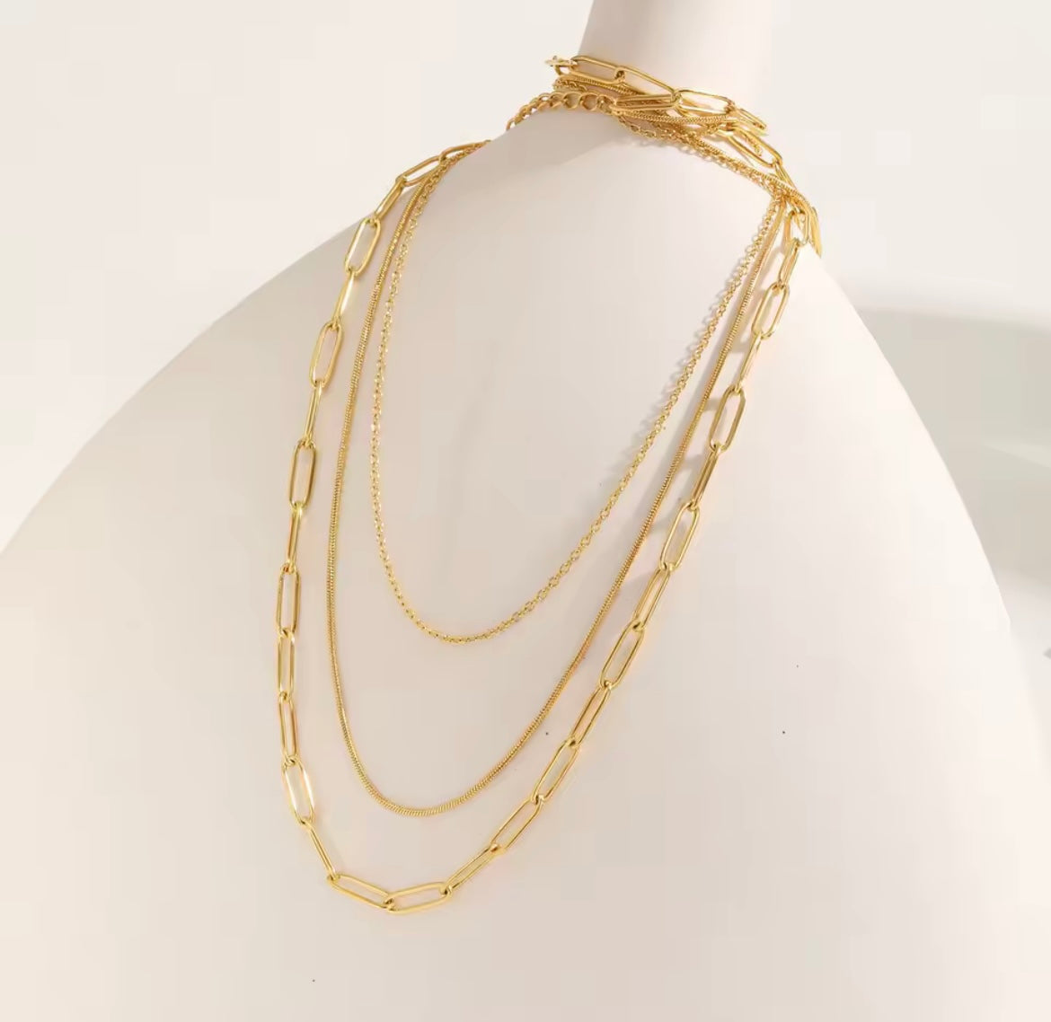 Triple Layer Gold Chain Necklace