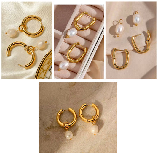 Golden Waterfall Pearl Hoops – Two Elegant Designs