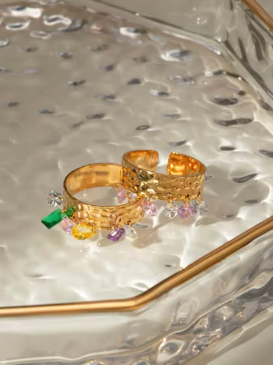 Zircon Charm Ring – Adjustable