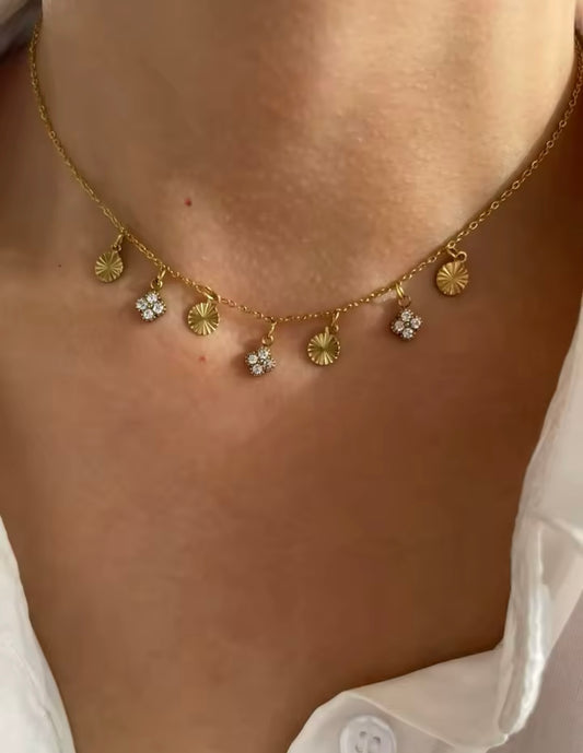 Minimal Luxe Charm Necklace with Diamond Accents