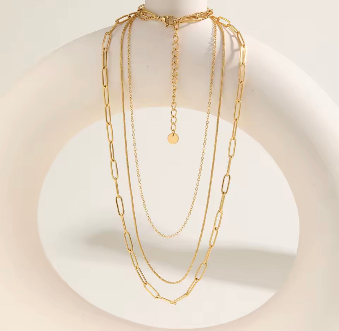 Triple Layer Gold Chain Necklace