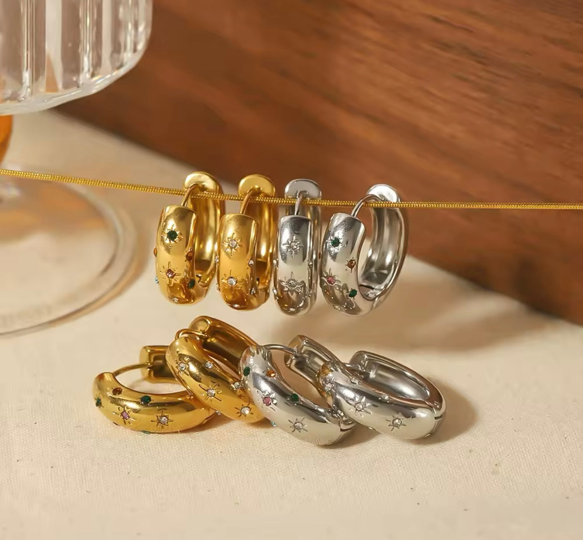 Sparkle Dome Huggie Hoops