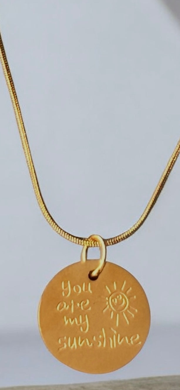 Affirmation Disc Pendant Necklace – Stainless Steel Snake Chain (3 Designs)