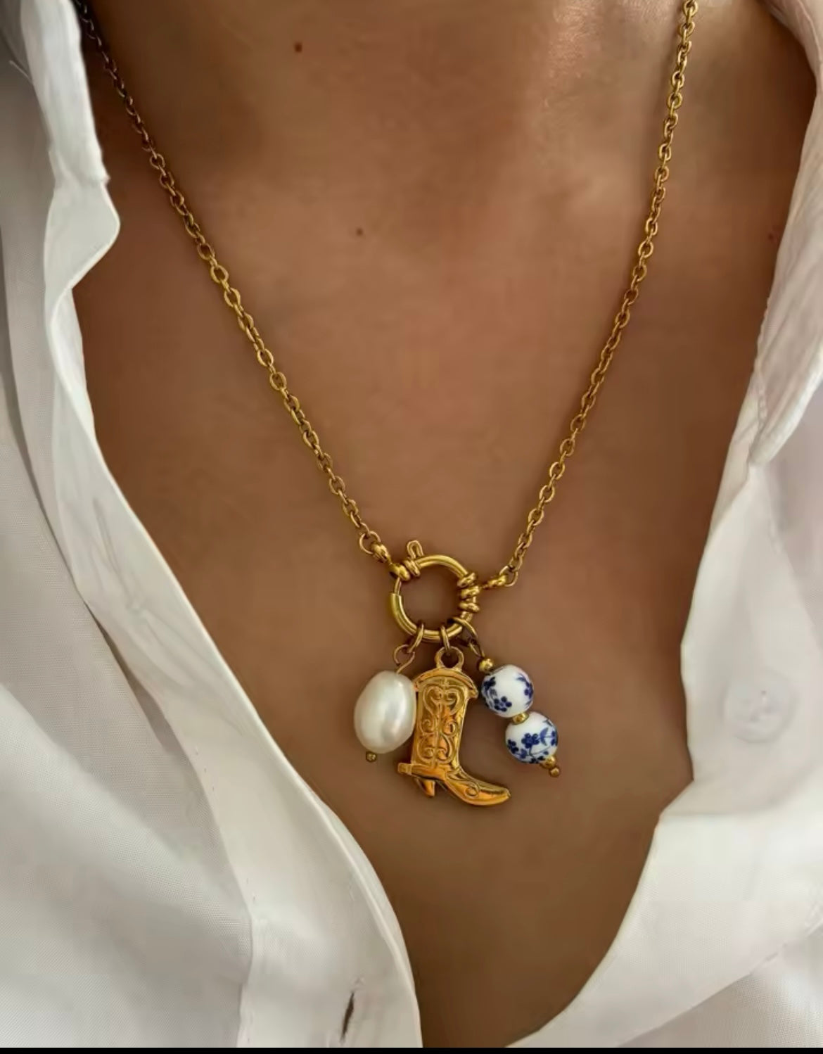 Western Pearl Mix & Match Charm Necklace
