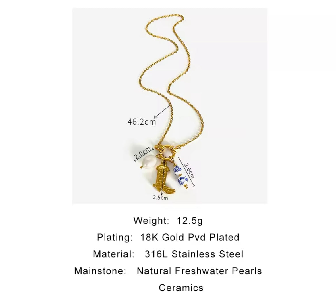 Western Pearl Mix & Match Charm Necklace