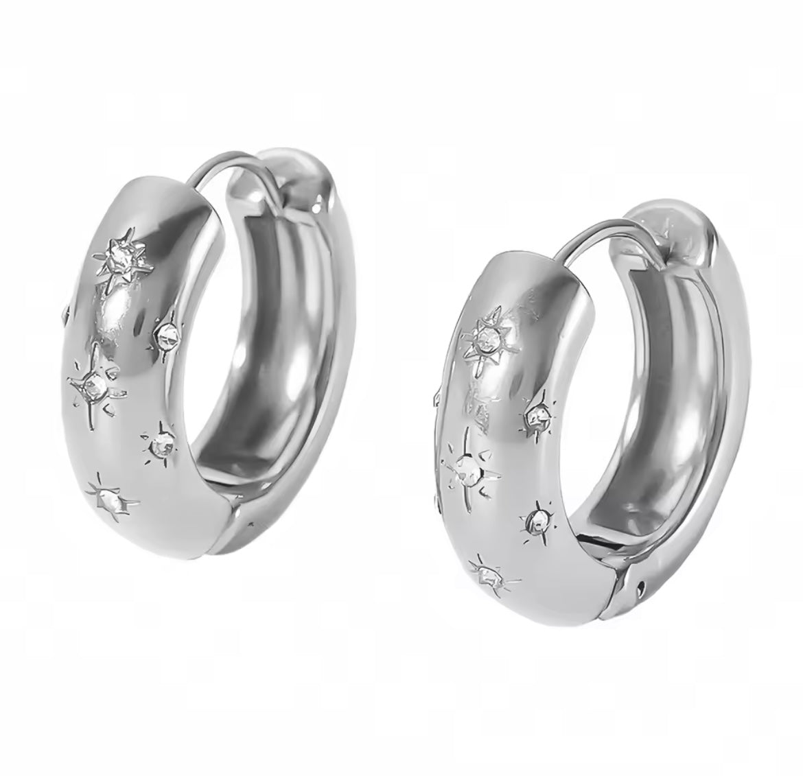 Sparkle Dome Huggie Hoops