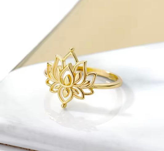 Lotus Flower Stainless Steel Hollow Out Ring