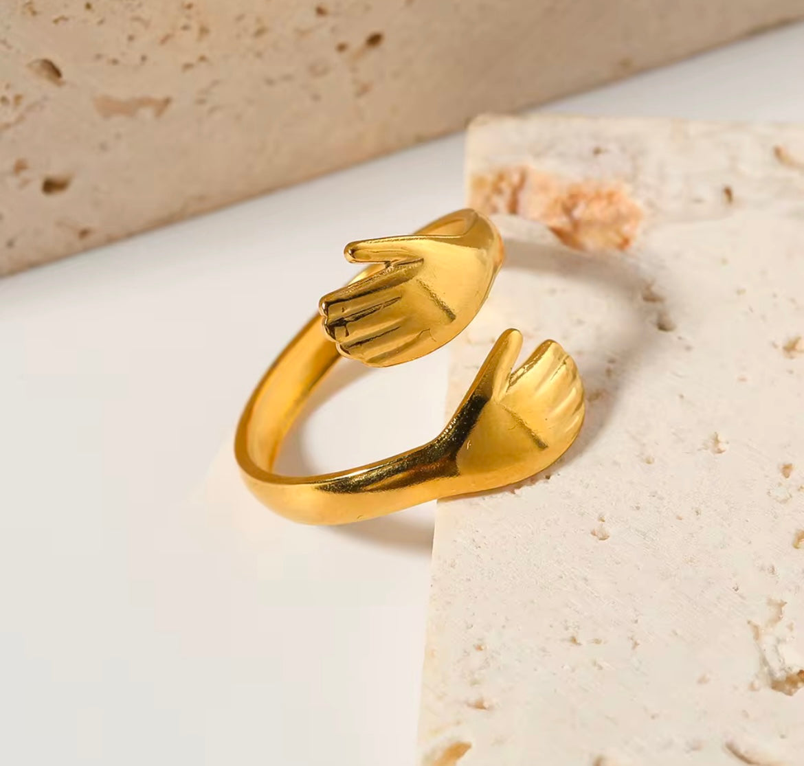 Adjustable Gold-Plated Stainless Steel “Hug Me” Ring